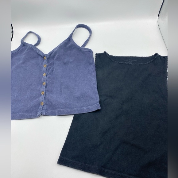 Brandy Melville Tank Tops. Black & Blue Button Up One Size - Picture 1 of 8